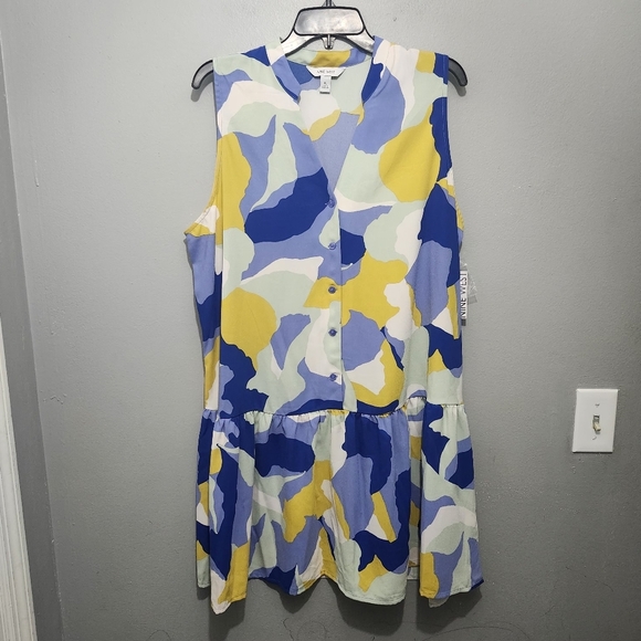 Nine West Womens Sleeveless Mini Dress Ruffle Hem Size XL New With Tags - Picture 1 of 8